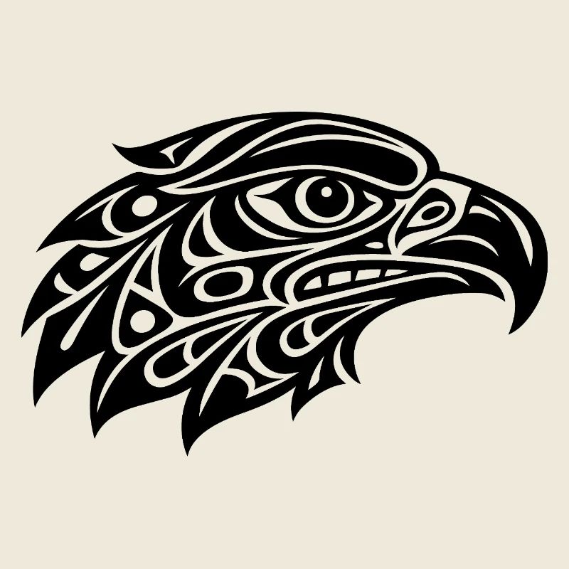 Tribal Eagle Head – Powerful Black & White Design