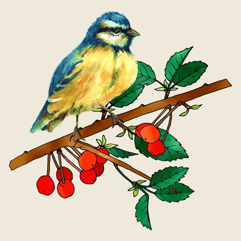 Titmouse and cherries