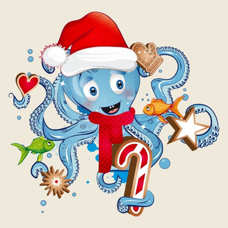Octopus has fun and cookies for Christmas