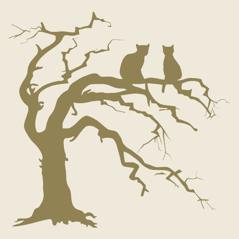 Toter baum mit 2 Katzen Silhouette