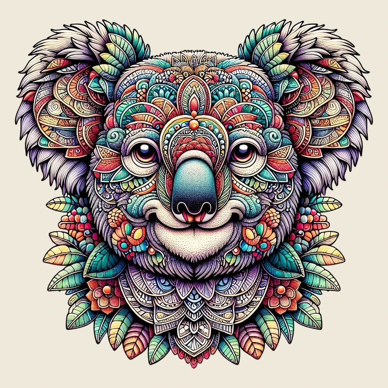 Koala mit Mandalas dekoriert
