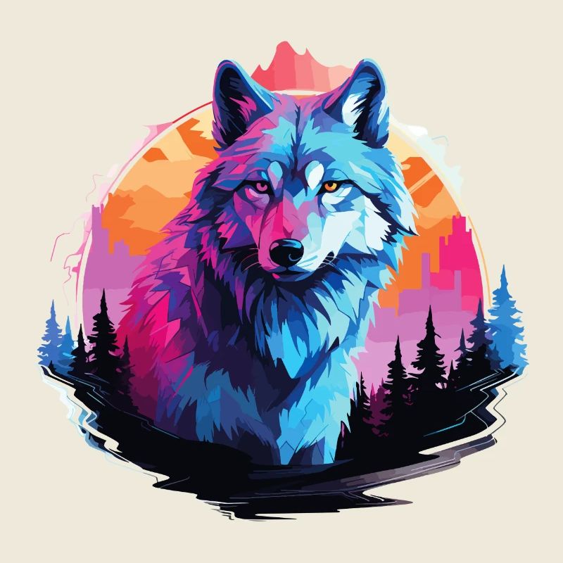 Wolf Wolf Head Wolves Wolf Pack Nature Neon Colorful
