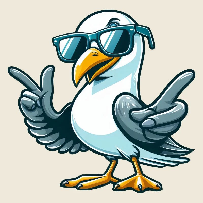 Coole Möwe Sonnenbrille Küste Nordsee Ostsee