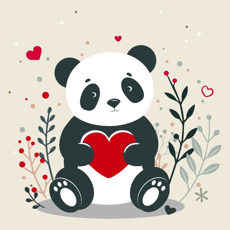 Panda avec coeur - Saint-Valentin aimante