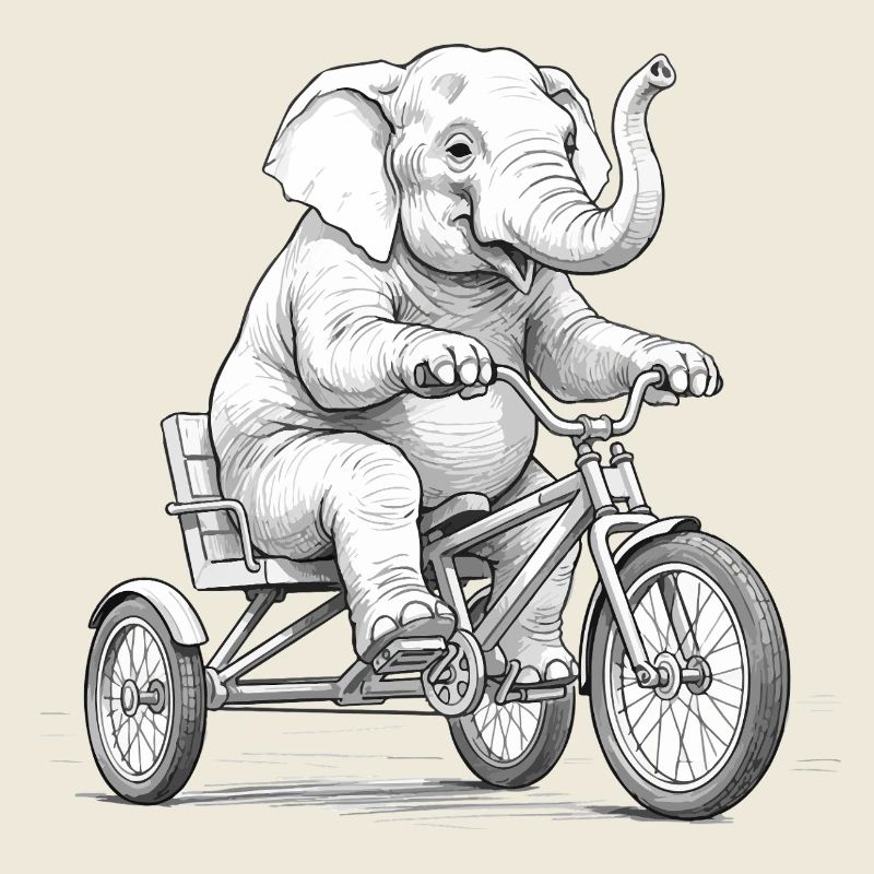 Elefant auf einem Dreirad