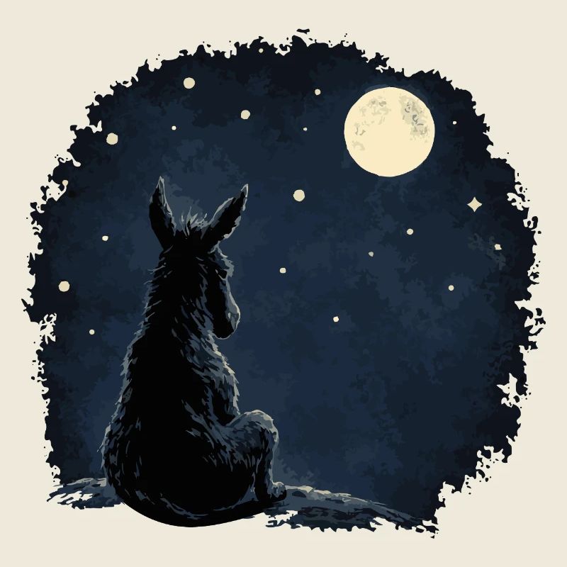 Pensive Donkey Under Starry Sky - T-Shirt