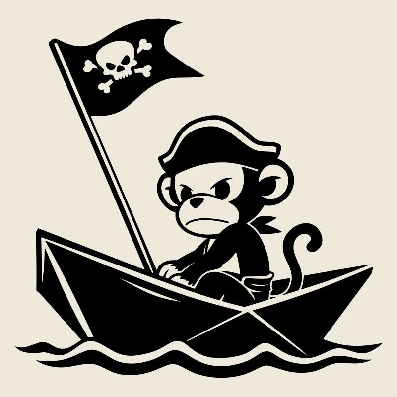 Wütender Piratenaffe im Boot