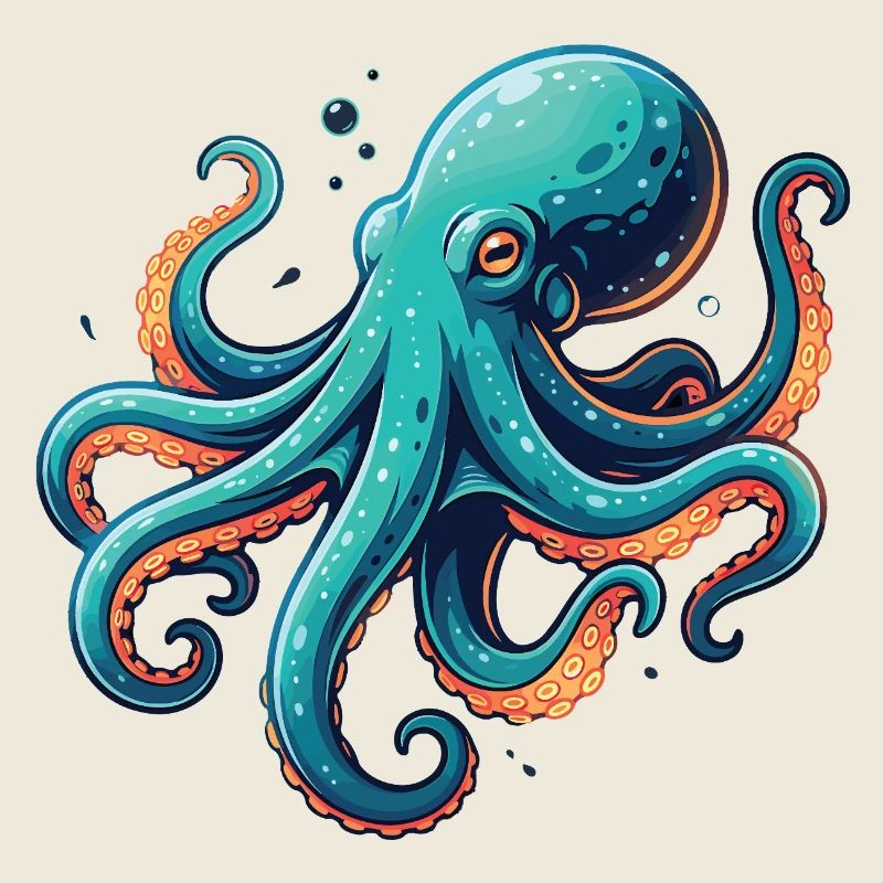 Bunter Oktopus Cartoon Motiv