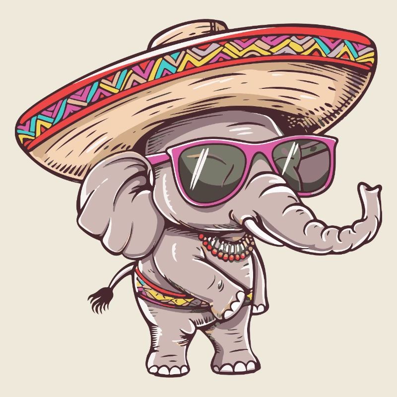 Elephant Comic Funny Sombrero