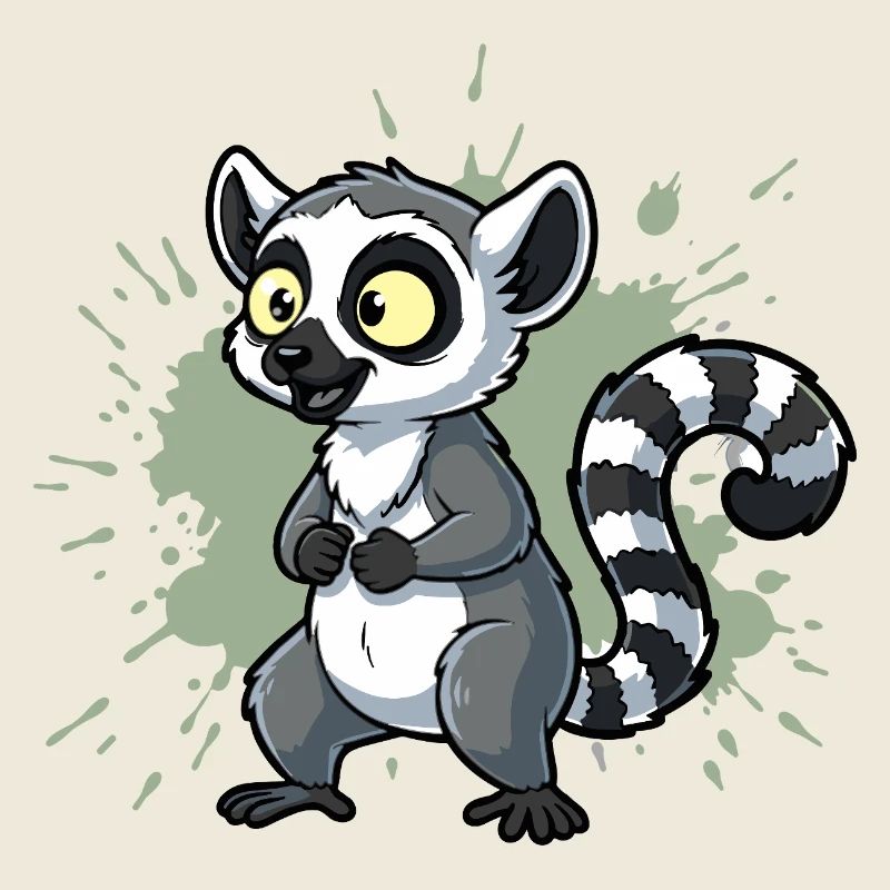 Kawaii Lemur Yellow Eyes