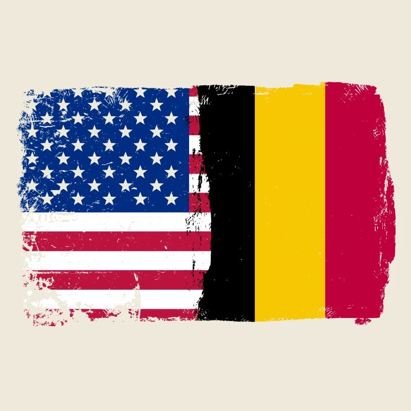 Grunge US Belgium Flag Split