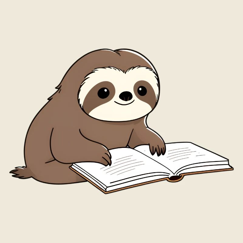 Cute Sloth Reader with Book