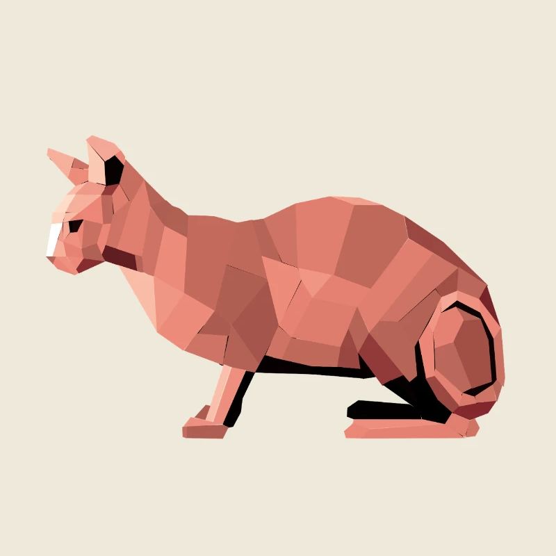 Sphynx Low Poly Cat – Geometric Design