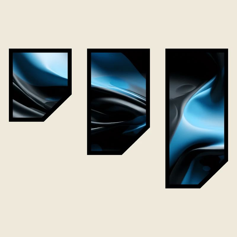 Fließendes Blau Schwarz Abstraktes Muster