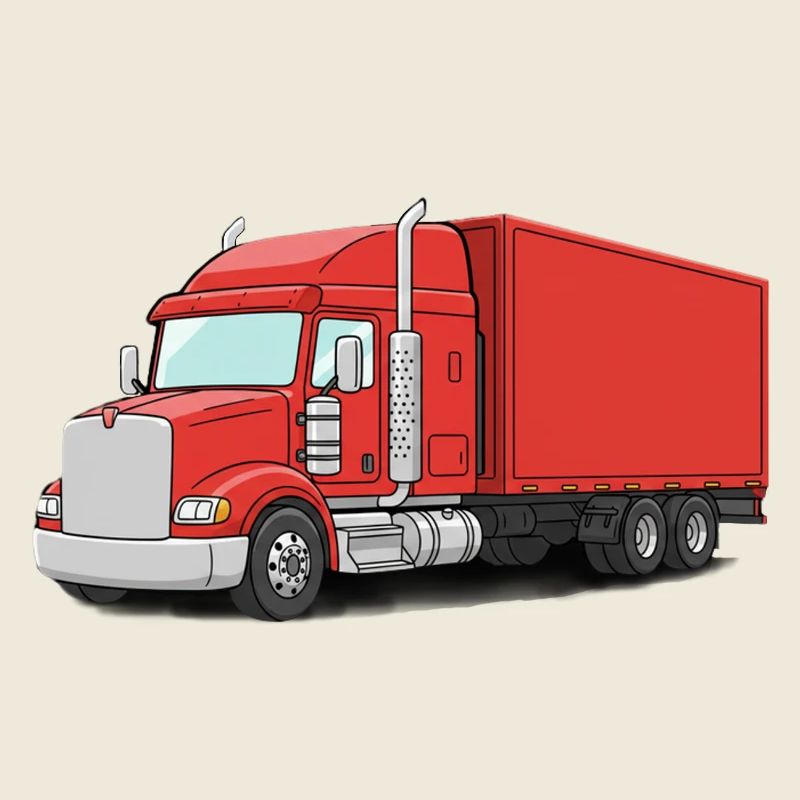 Roter Lastwagen Illustrierter Stil