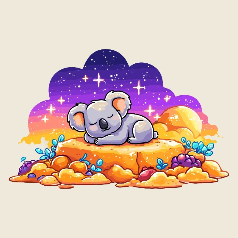 Schlafendes Koala auf leuchtendem Felsen