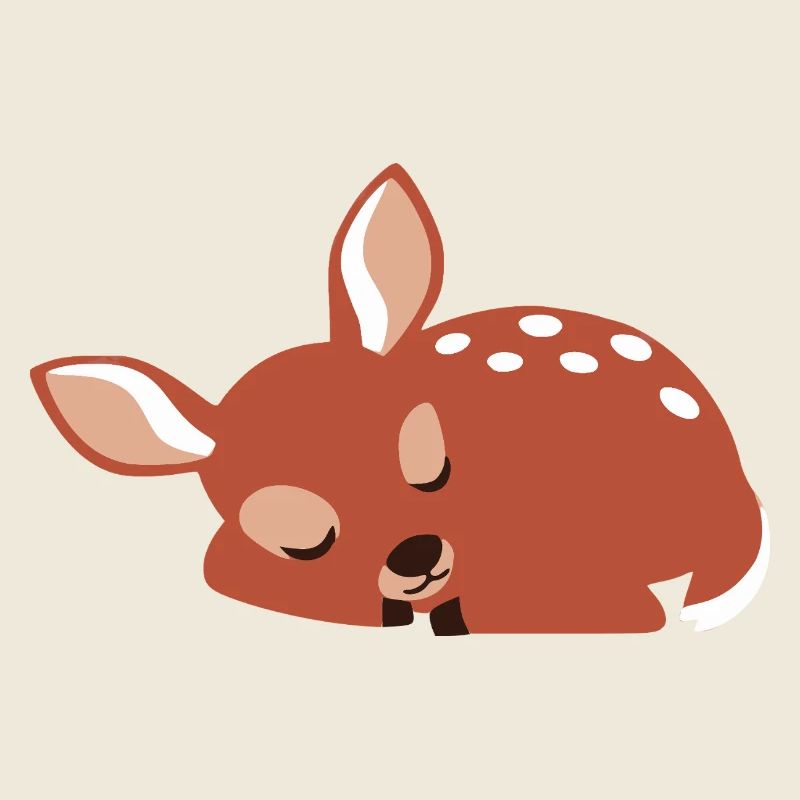 Cute sleeping fawn minimalist style
