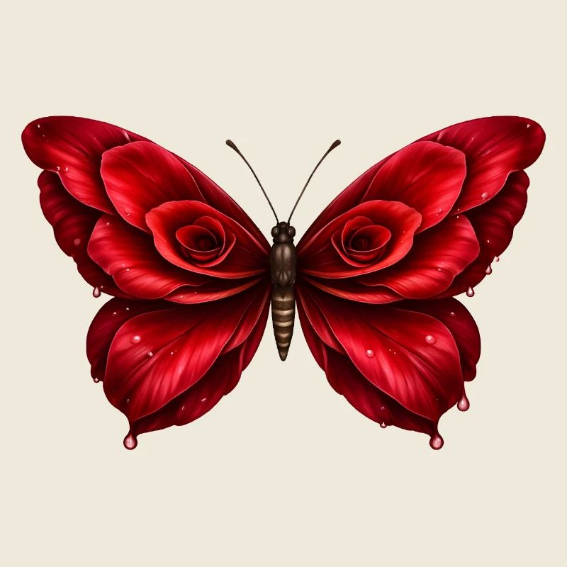 Ailes de rose – papillon de fleurs rouges