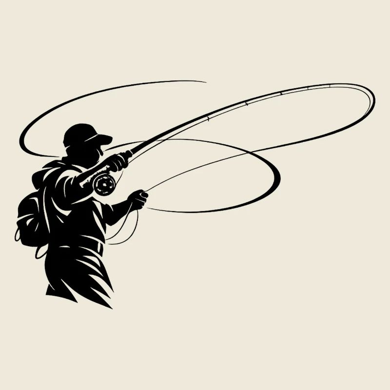 Silhouette de pêche à la mouche – Conception du pêcheur