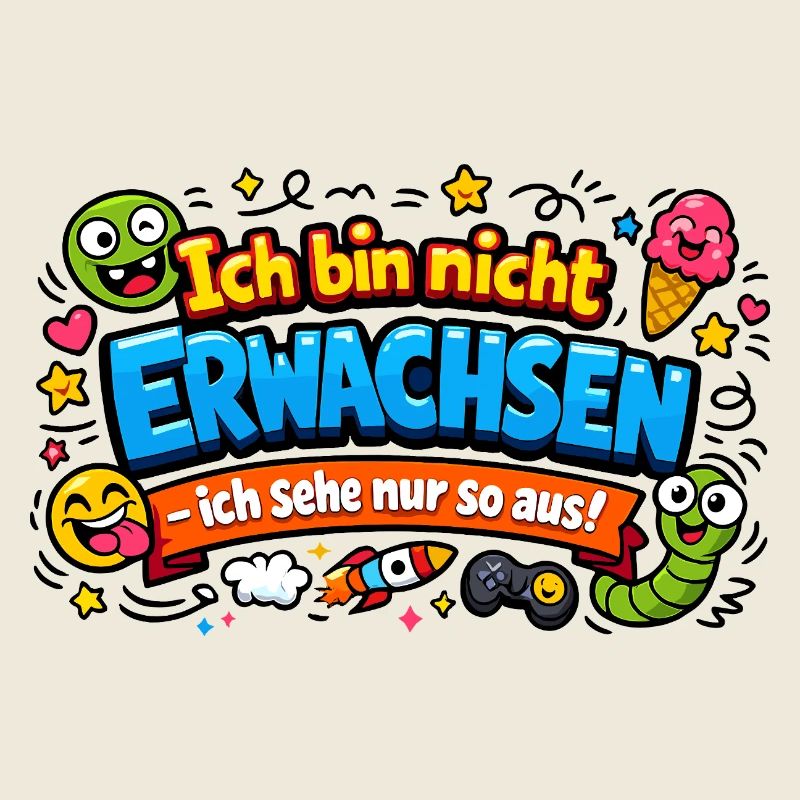 Ich bin nicht erwachsen Spruch Cartoon