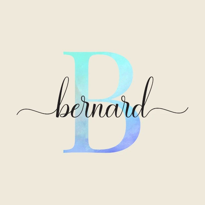 B| Monogramme | Nom | Ben | Aquarelle