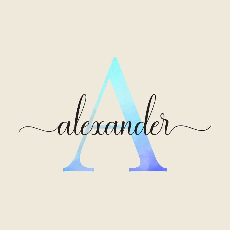 A| Monogramme | Nom | Alexandre | Aquarelle