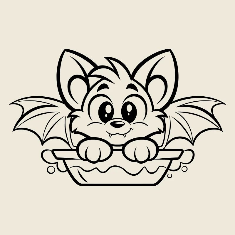 Süße Fledermaus in der Badewanne