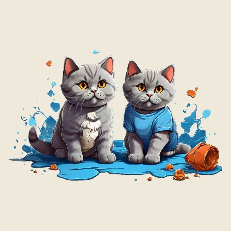 Cat Lovers in Blue Puddle