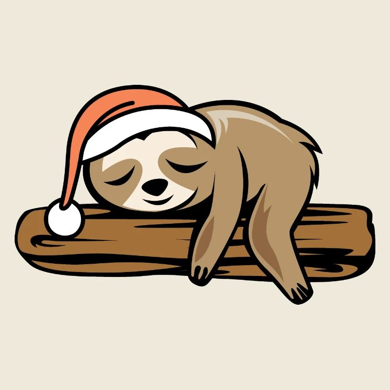 Sloth Christmas Tree Funny Comic Cartoon