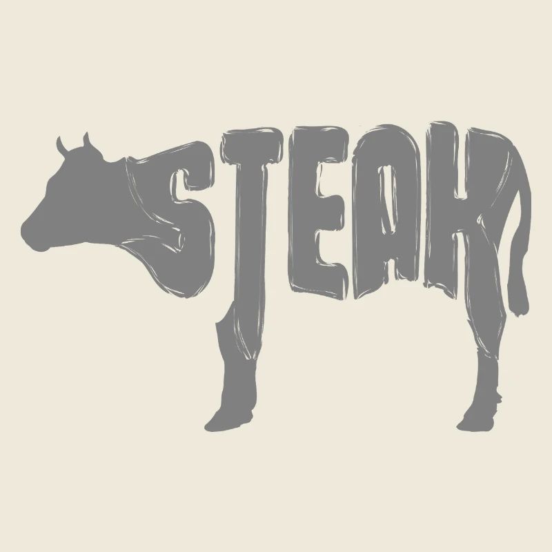 Steak-Kuh Silhouette Typo