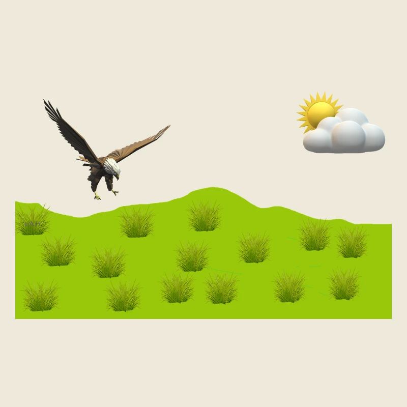 Eagle over green landscape