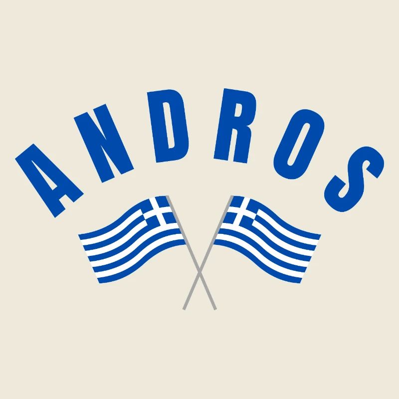 Andros kreuzte griechische Flaggen