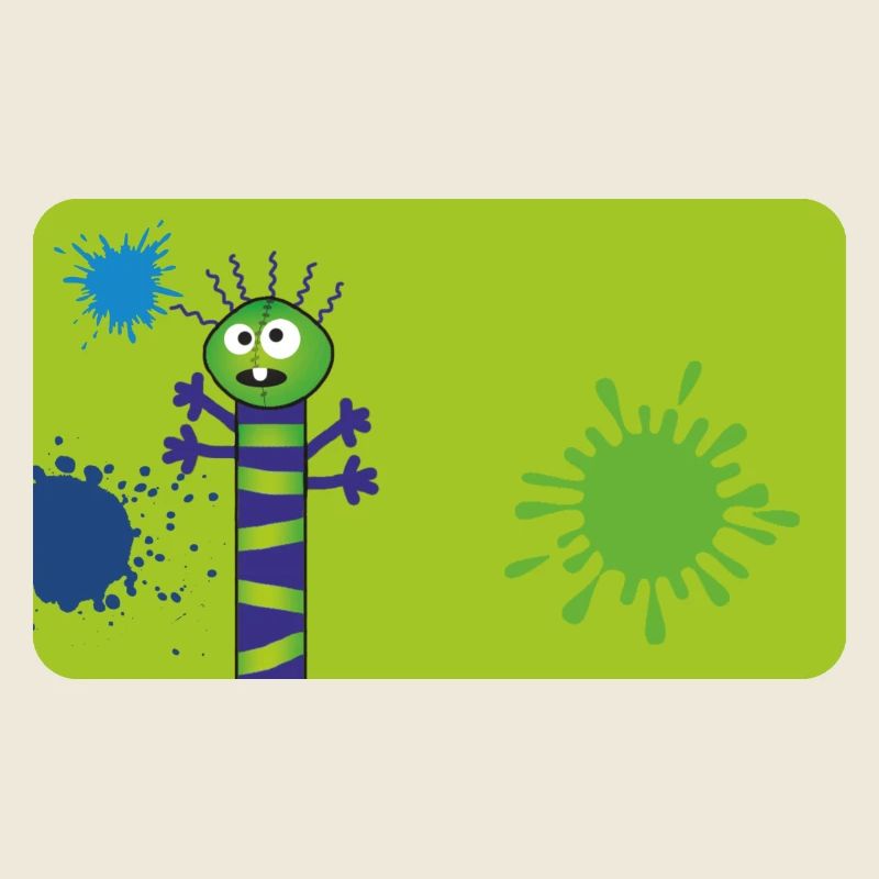 Monstre long et mince et éclaboussures de couleur - Vert Bleu