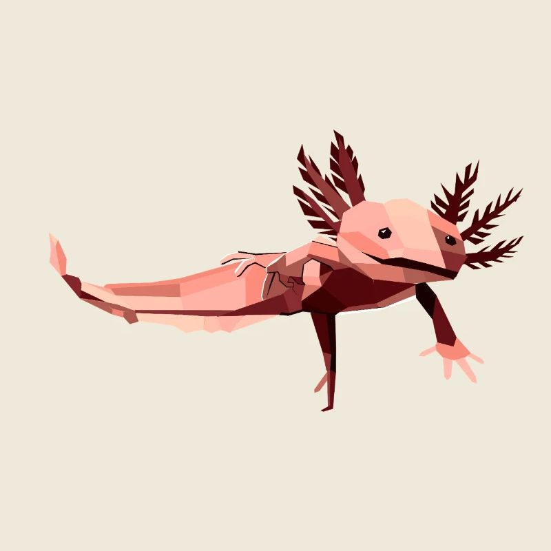 Geometrischer Axolotl mit niedrigem Poly in Rosa
