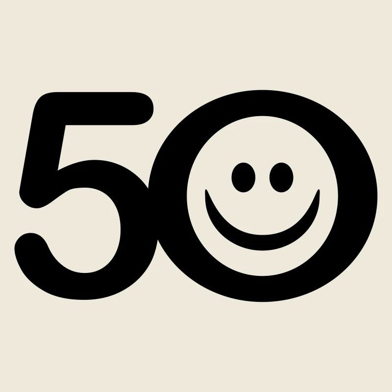 Zum Fünfzigsten: 50 mit Lächel-Gesicht