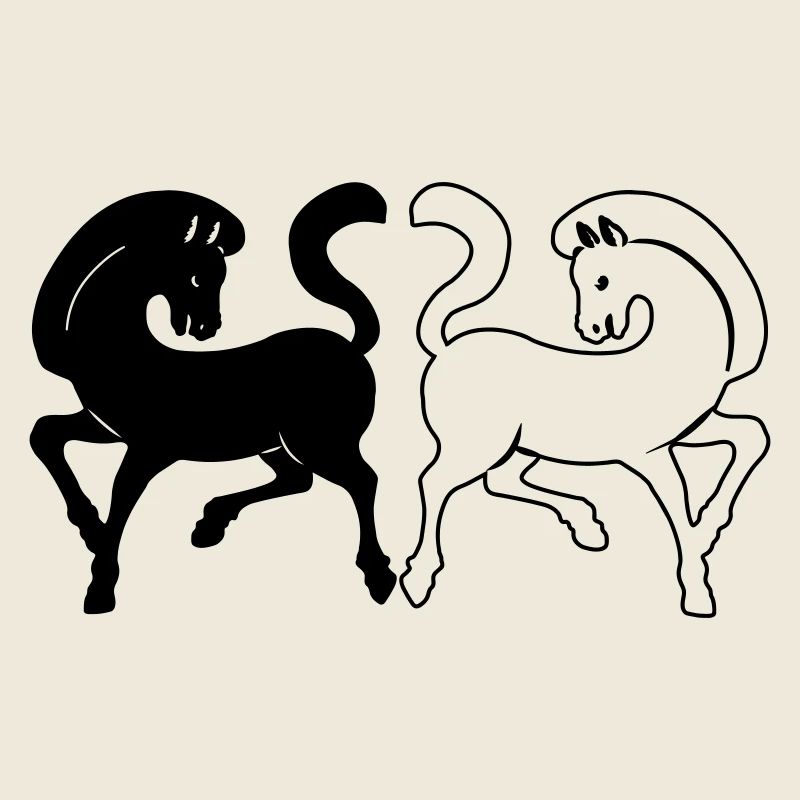 Zwei Pferde schwarz und weiß oder transparent