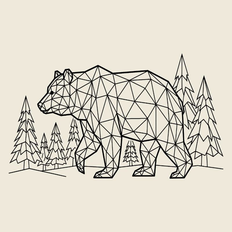 Bear Silhouette Pine Forest Grizzly