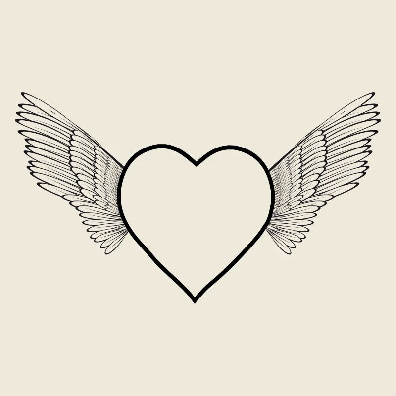 Coeur avec des ailes -noir-