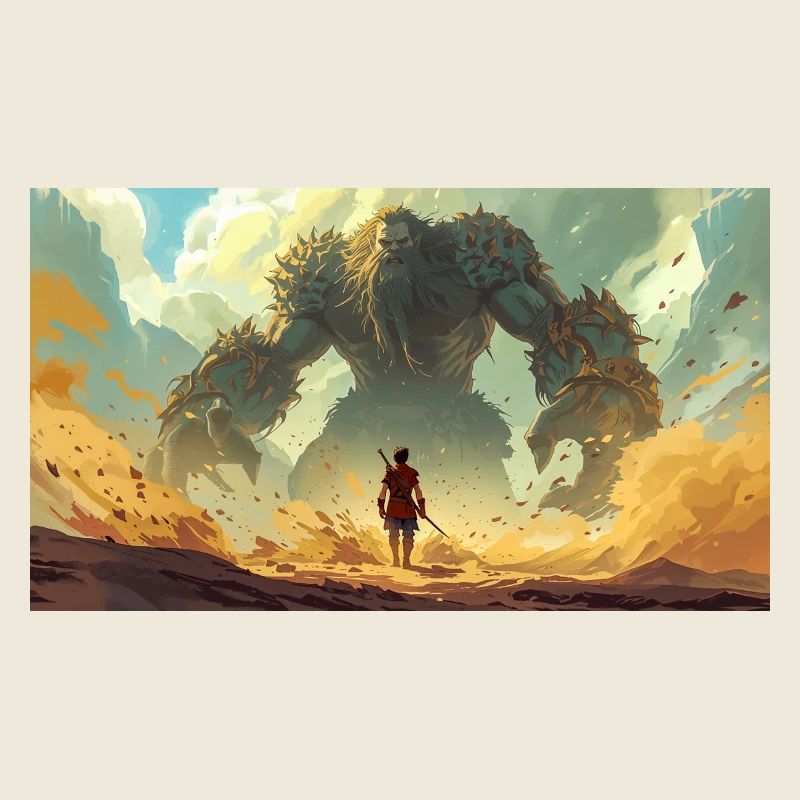 David gegen Goliath: Junger Hirte trifft auf riesige Warri