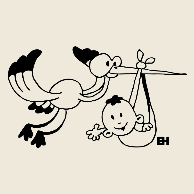 Der Storch bringt die Babys.