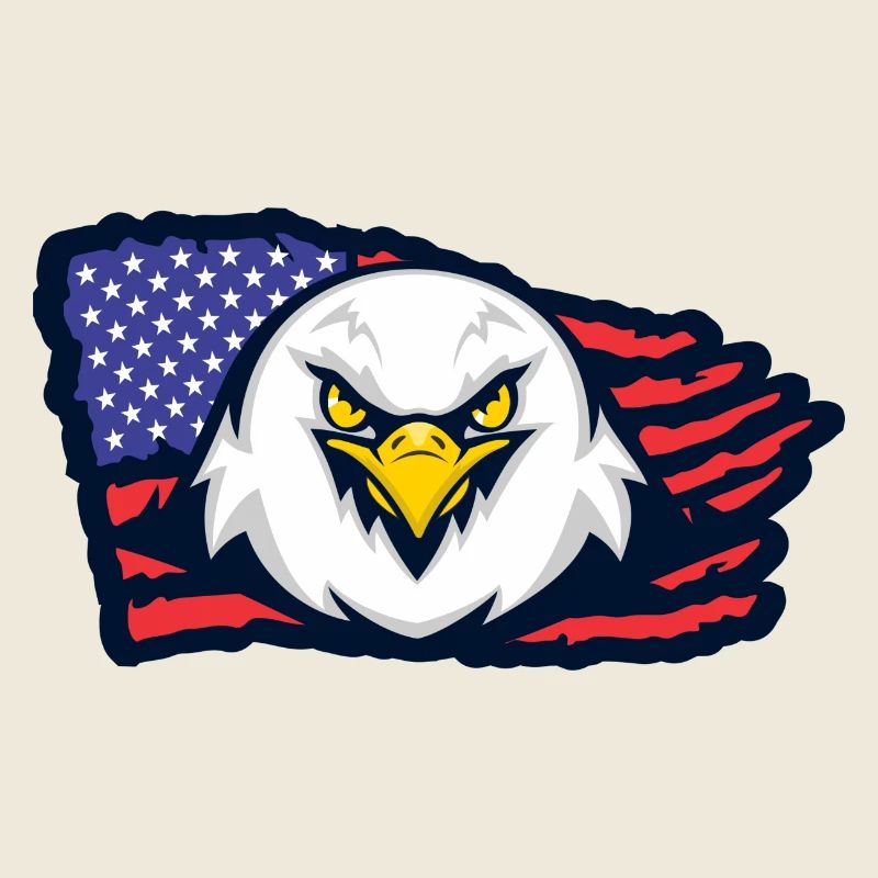 Aigle américain avec drapeau