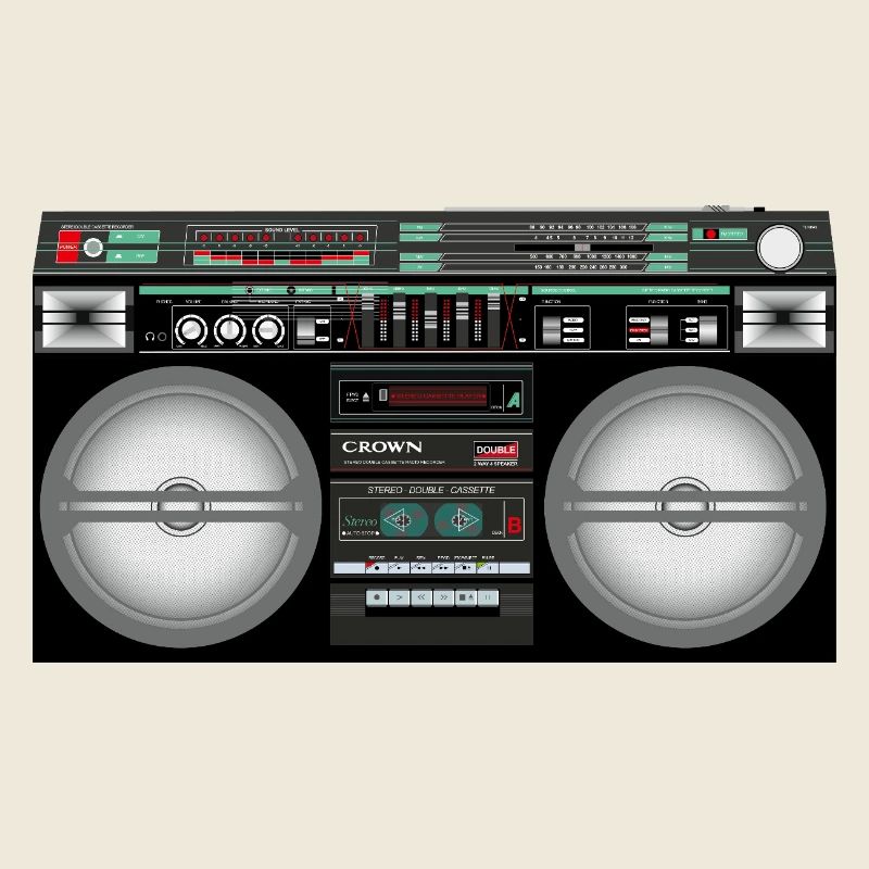 Cassette Boombox rétro néon