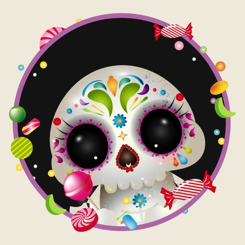 Cute Sugar Skull in candy frame