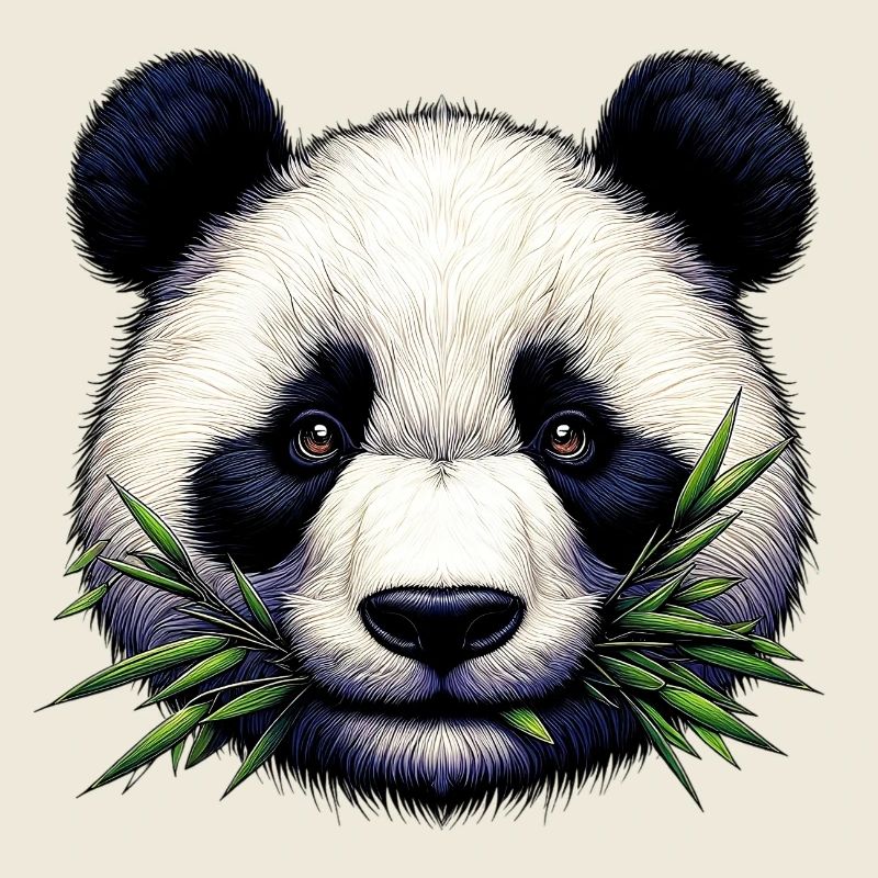 Le panda mange du bambou et des feuilles