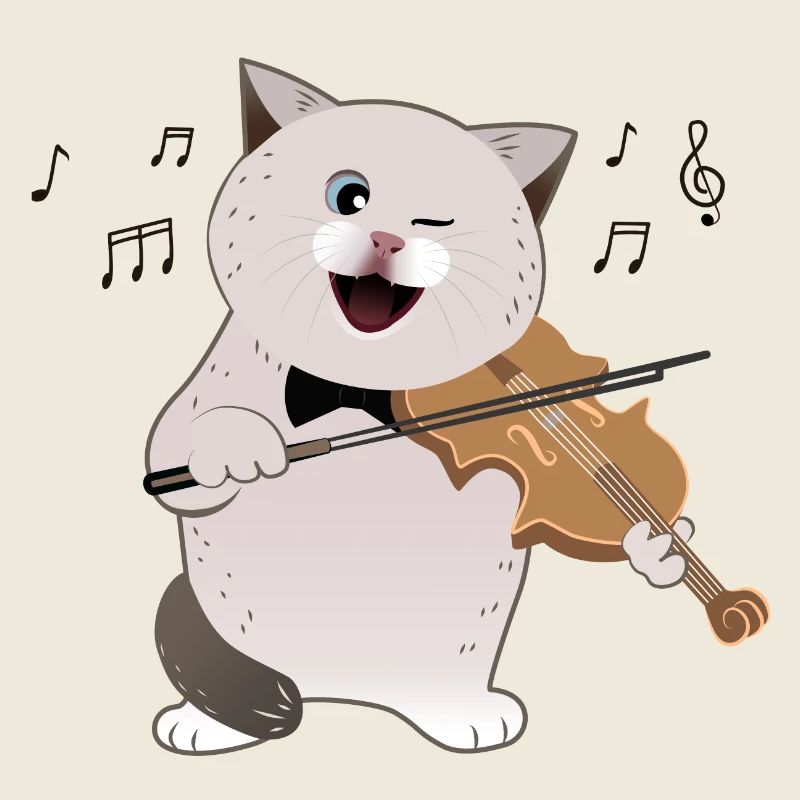 mignon chat potelé jouant du violon