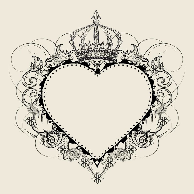Elegantes Herz mit Krone & Ornamenten
