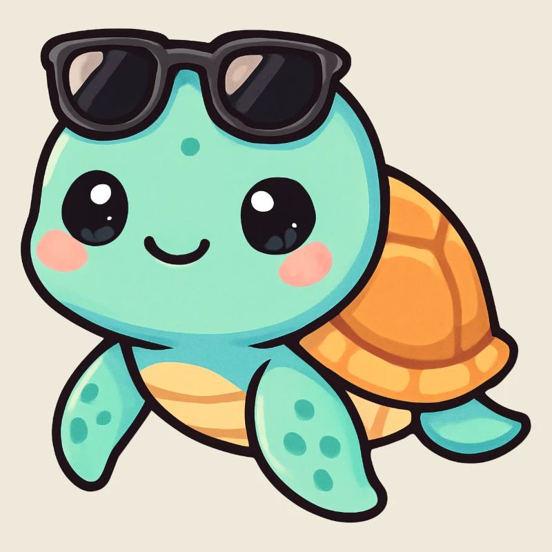 Cute turtle cartoon with sunglasses