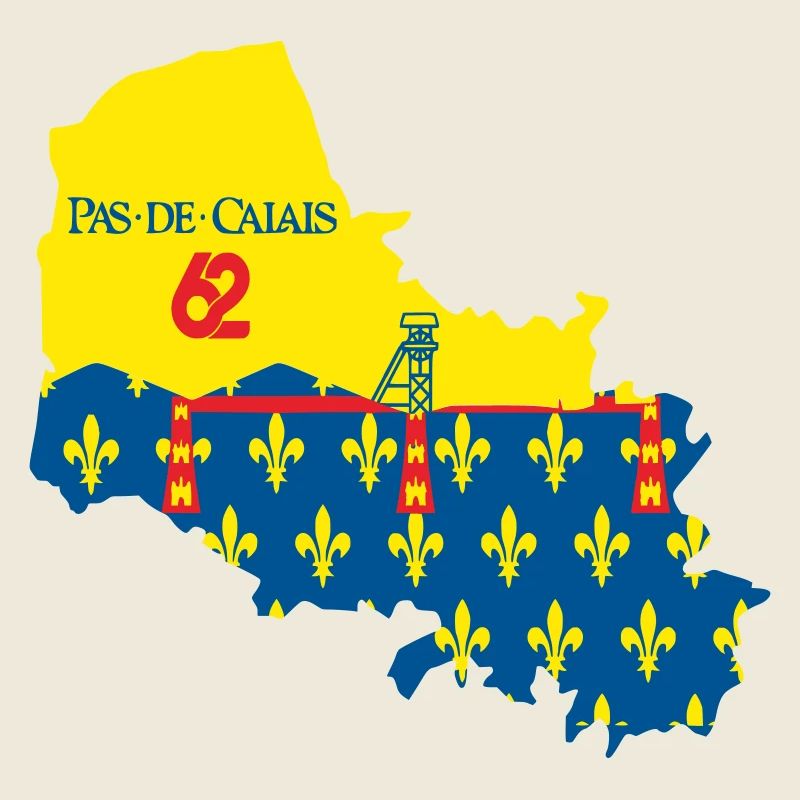 Stylized map of Pas-de-Calais with its symbols