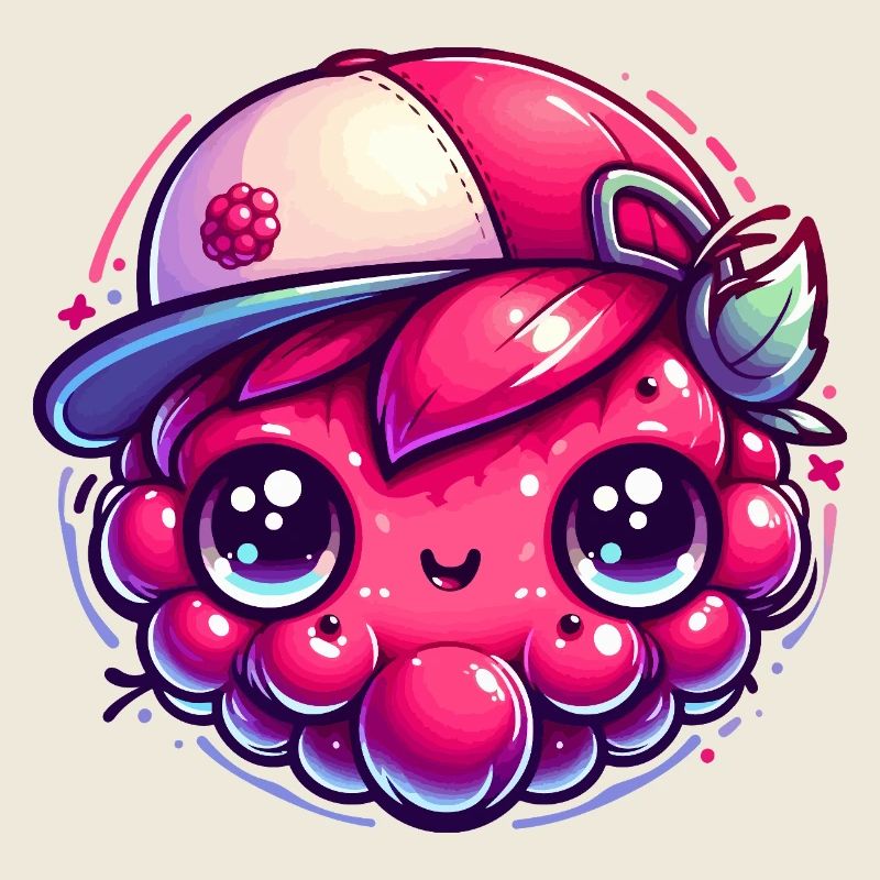 Framboise Kawaii avec Casquette Colorée