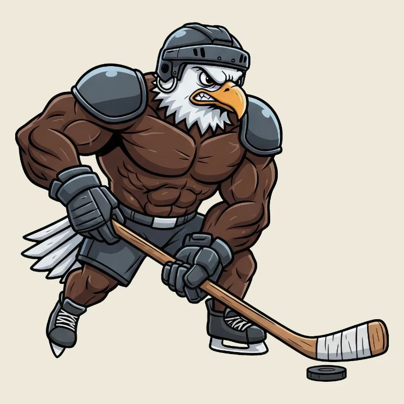 Starker Adler Eishockeyspieler mit Herrchen Cool